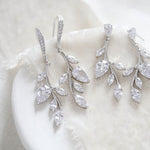 Delicate rose gold bridal necklace and earrings set - APRILLE