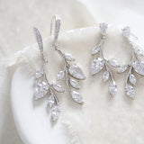 Delicate rose gold bridal necklace and earrings set - APRILLE