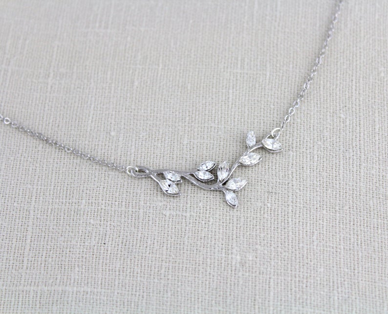 Delicate Rose gold Bridal or Bridesmaid necklace with Swarovski crystals - JOY - Treasures by Agnes