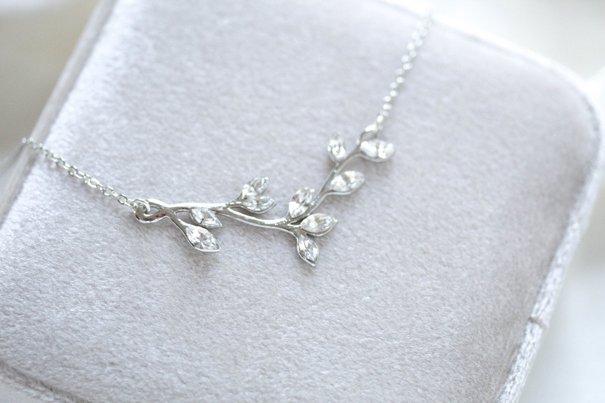 Delicate Rose gold Bridal or Bridesmaid necklace with Swarovski crystals - JOY - Treasures by Agnes