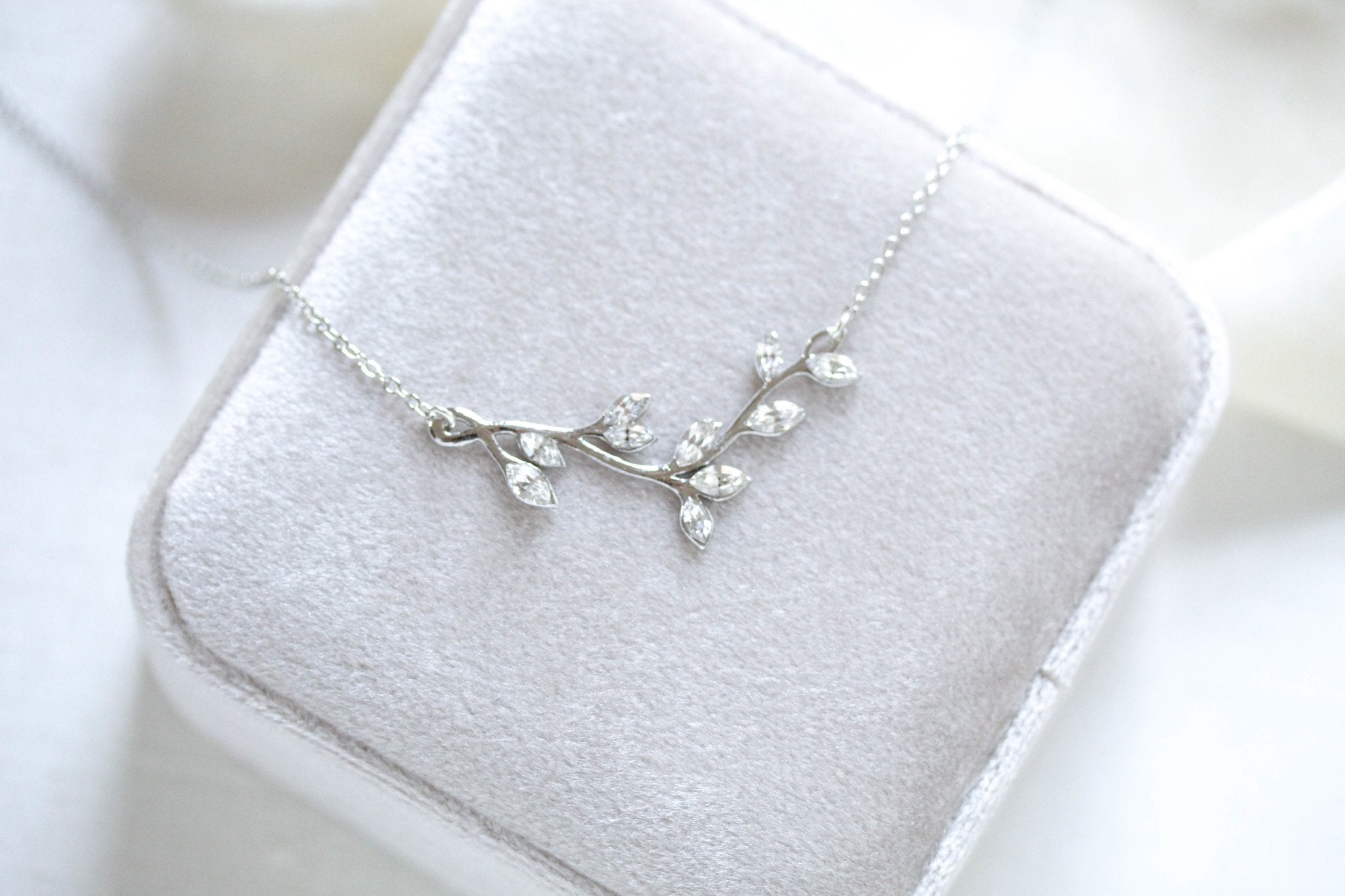 Delicate Rose gold Bridal or Bridesmaid necklace with Swarovski crystals - JOY - Treasures by Agnes