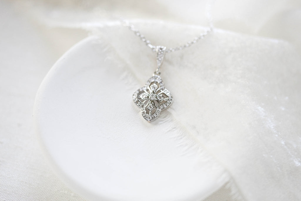 Delicate rose gold bridal pendant necklace - ADDIA - Treasures by Agnes
