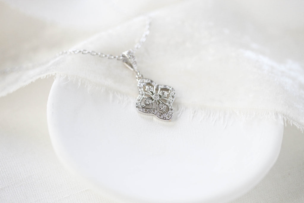 Delicate rose gold bridal pendant necklace - ADDIA - Treasures by Agnes