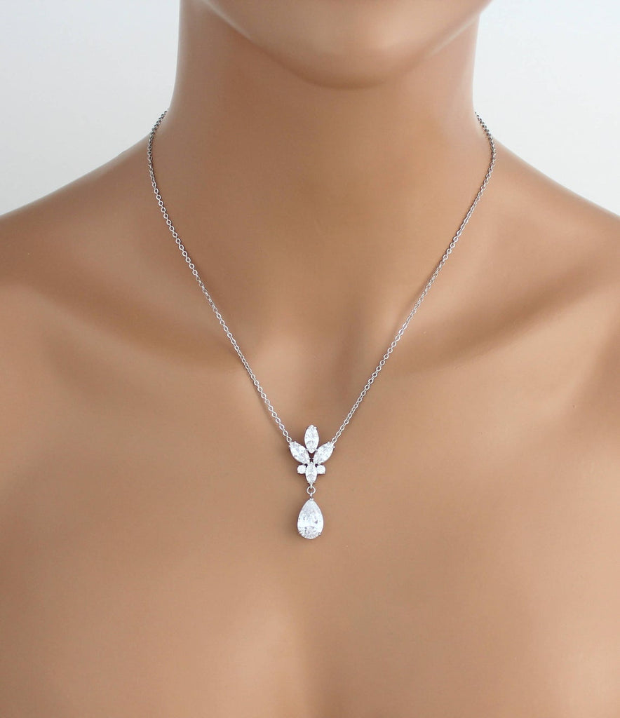 Delicate rose gold crystal drop necklace set - DIVINE - Treasures by Agnes