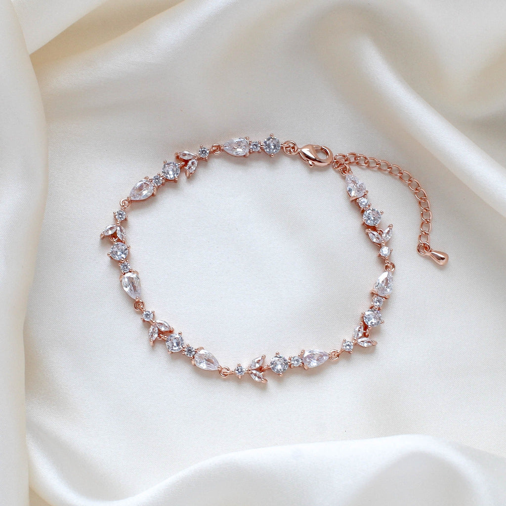 Delicate Rose gold cubic zirconia tennis bracelet - RACHEL - Treasures by Agnes