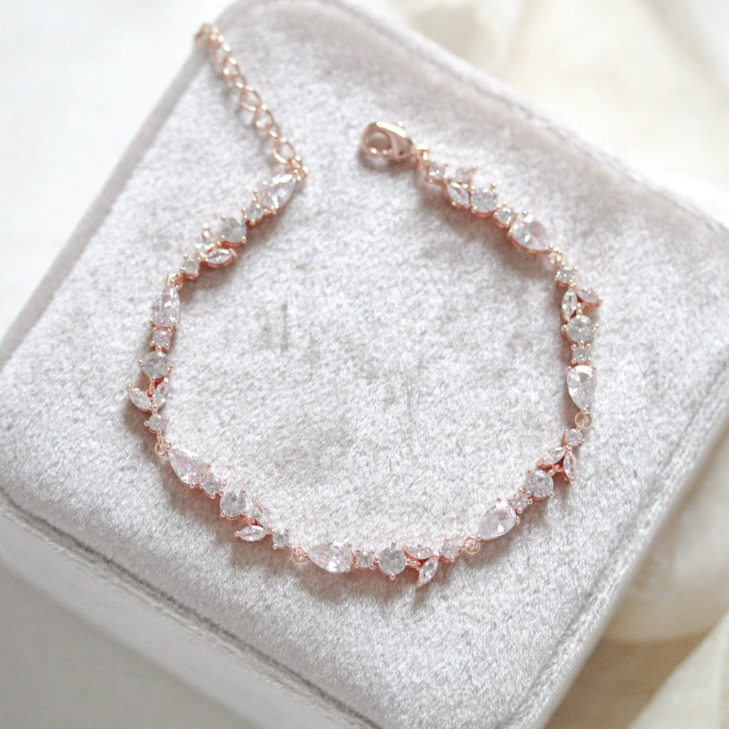 Delicate Rose gold cubic zirconia tennis bracelet - RACHEL