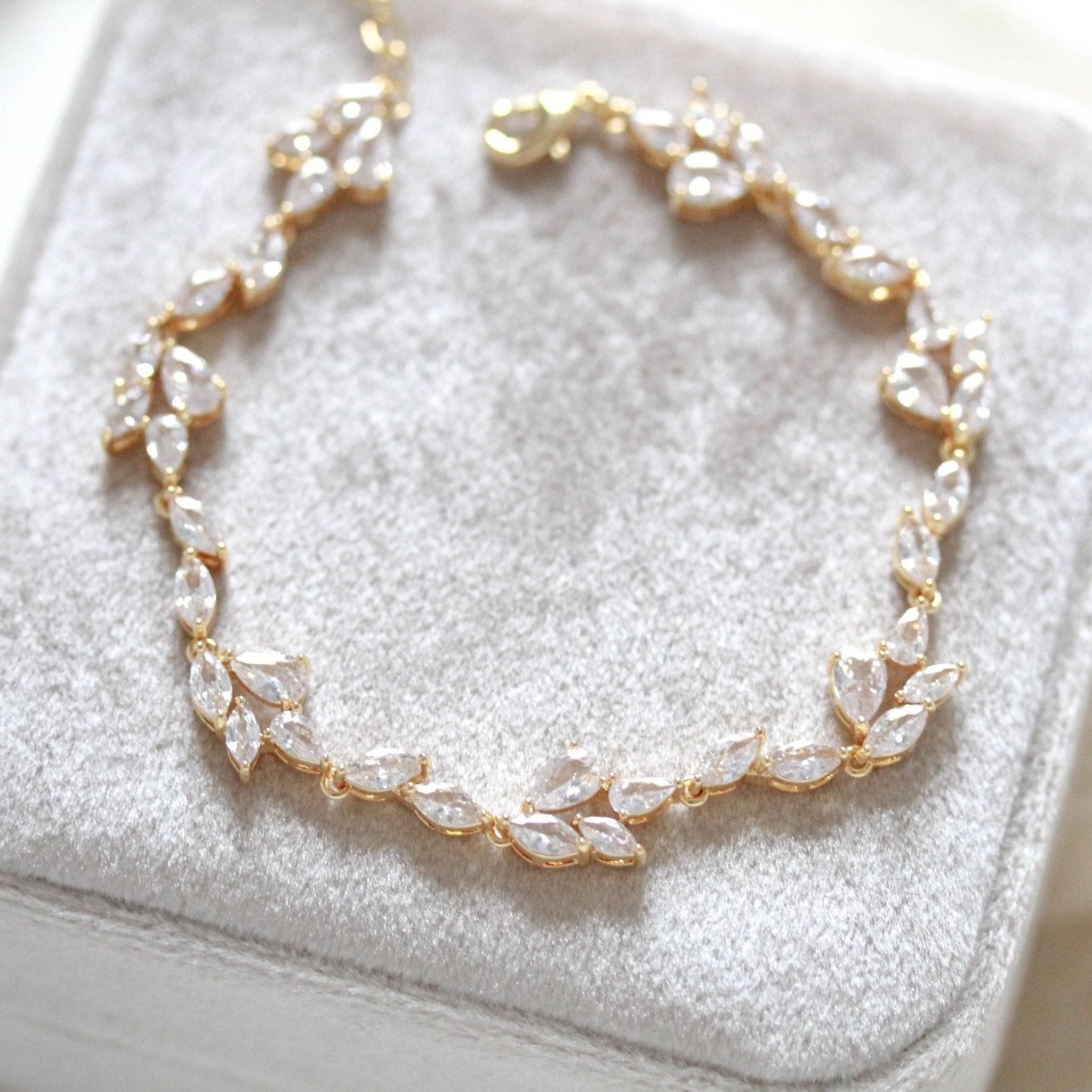Delicate  gold CZ Bridal tennis bracelet - THALIA