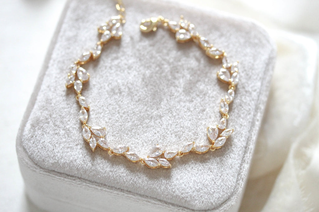 Delicate Rose gold CZ Bridal tennis bracelet - THALIA