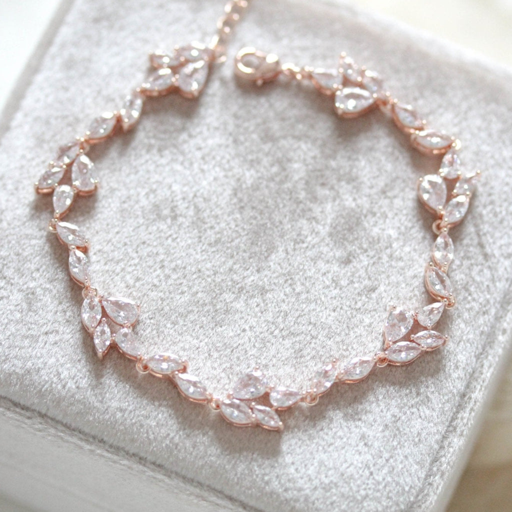 Delicate Rose gold CZ Bridal tennis bracelet - THALIA