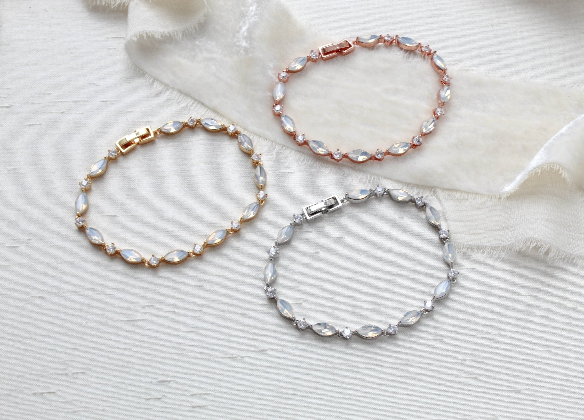 Delicate Rose gold tennis bracelet with marquise stones - LIV - Treasures by Agnes