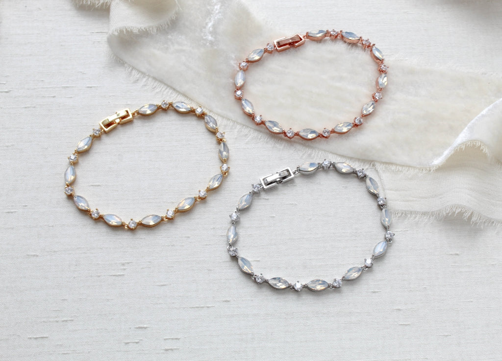 Delicate Rose gold tennis bracelet with marquise stones - LIV - Treasures by Agnes