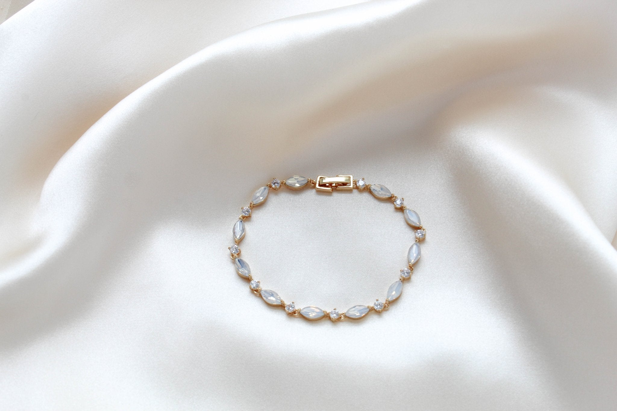 Delicate Rose gold tennis bracelet with marquise stones - LIV - Treasures by Agnes