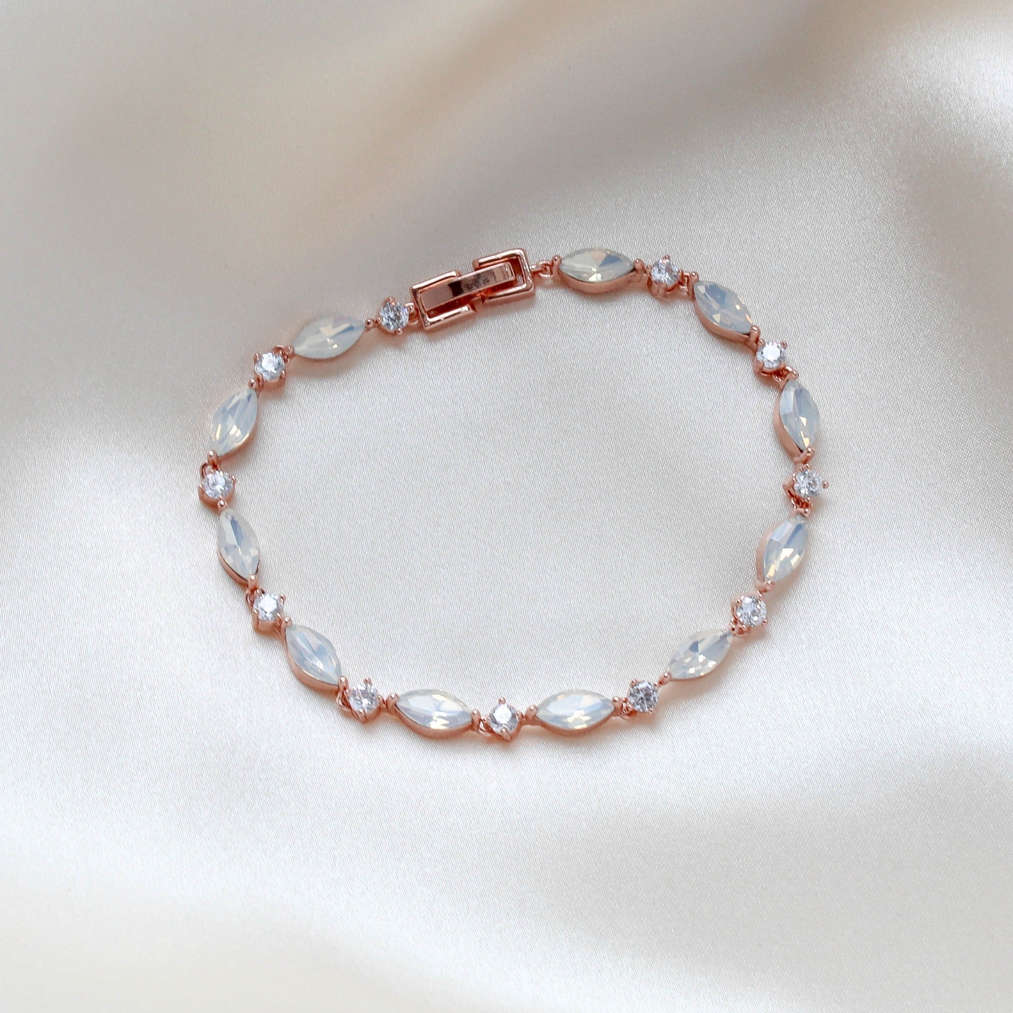 Delicate Rose gold tennis bracelet with marquise stones - LIV - Treasures by Agnes