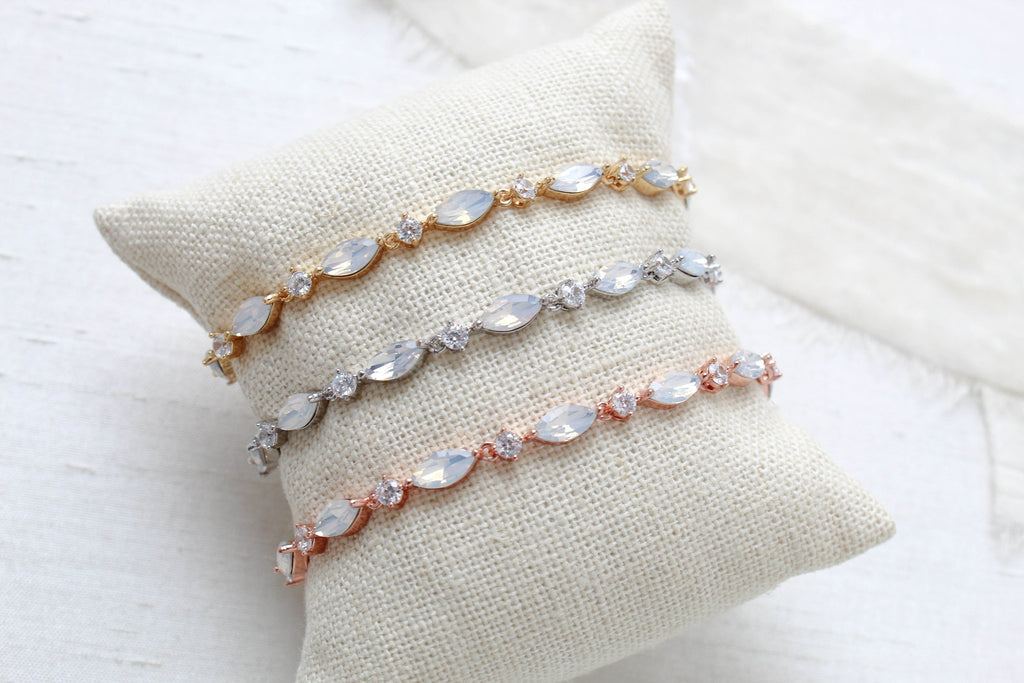 Delicate Rose gold tennis bracelet with marquise stones - LIV - Treasures by Agnes