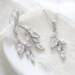 Delicate silver bridal necklace and earrings set - APRILLE