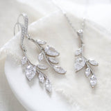 Delicate silver bridal necklace and earrings set - APRILLE