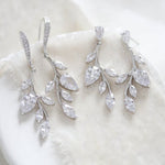 Delicate silver bridal necklace and earrings set - APRILLE