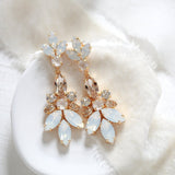 Deluxe white opal crystal statement earrings for bride - COLETTE