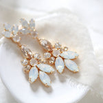 Deluxe white opal crystal statement earrings for bride - COLETTE
