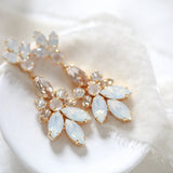 Deluxe white opal crystal statement earrings for bride - COLETTE