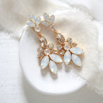 Deluxe white opal crystal statement earrings for bride - COLETTE