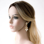 Deluxe white opal crystal statement earrings for bride - COLETTE