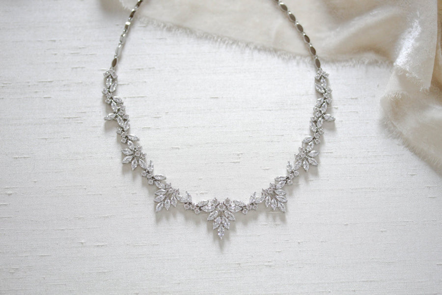 Elegant Rose gold bridal cubic zirconia necklace - EMERSON