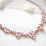 Elegant Rose gold bridal cubic zirconia necklace - EMERSON