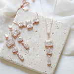 Emerald cut Rose gold earrings for Bride - ADELINE - Treasures by Agnes