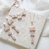 Emerald cut Rose gold earrings for Bride - ADELINE - Treasures by Agnes