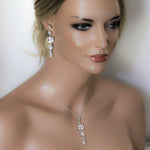 Emerald cut Rose gold earrings for Bride - ADELINE - Treasures by Agnes