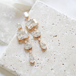 Emerald cut Rose gold earrings for Bride - ADELINE - Treasures by Agnes