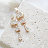 Emerald cut Rose gold earrings for Bride - ADELINE - Treasures by Agnes
