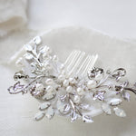 Swarovski crystal floral hair comb with freshwater pearls - AMINA - Treasures by Agnes