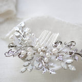 Swarovski crystal floral hair comb with freshwater pearls - AMINA - Treasures by Agnes