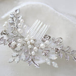 Swarovski crystal floral hair comb with freshwater pearls - AMINA - Treasures by Agnes