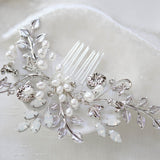 Swarovski crystal floral hair comb with freshwater pearls - AMINA - Treasures by Agnes