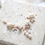 Floral necklace with freshwater pearls and crystals - LOLITA - Treasures by Agnes