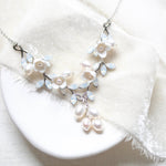 Floral necklace with freshwater pearls and crystals - LOLITA - Treasures by Agnes