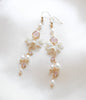 Floral Wedding earrings with pearls and pink opal stones - SARINA - Treasures by Agnes