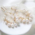 Freshwater pearl hoop Bridal earrings with Swarovski crystals - NICOLE - Treasures by agnes