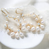Freshwater pearl hoop Bridal earrings with Swarovski crystals - NICOLE - Treasures by agnes