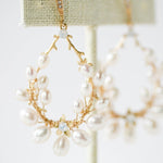Freshwater pearl hoop Bridal earrings with Swarovski crystals - NICOLE - Treasures by agnes