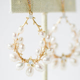 Freshwater pearl hoop Bridal earrings with Swarovski crystals - NICOLE - Treasures by agnes