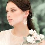 Freshwater pearl hoop Bridal earrings with Swarovski crystals - NICOLE - Treasures by agnes