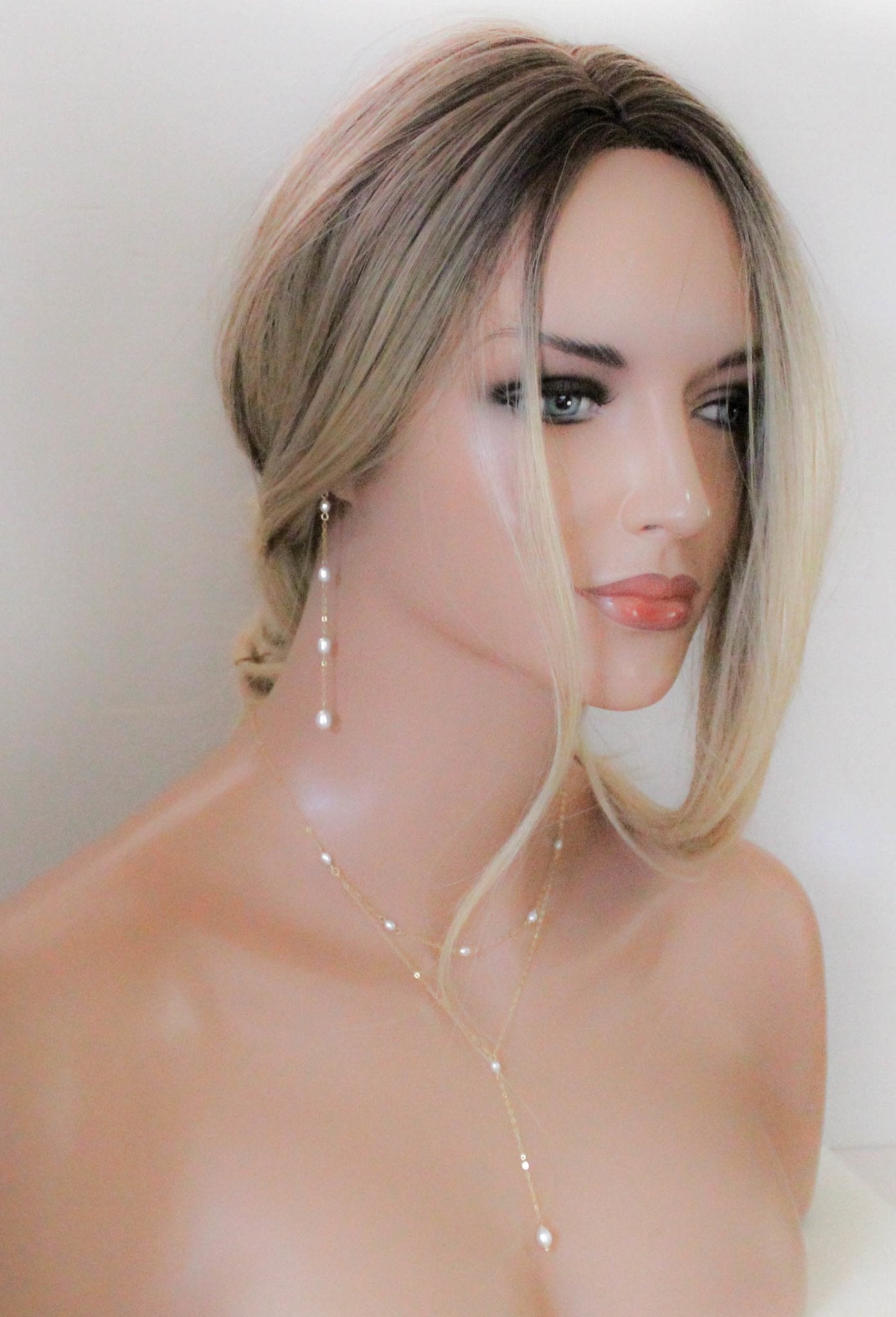 Genuine pearl Bridal backdrop necklace - ALEXANDRIA - Treasures by Agnes