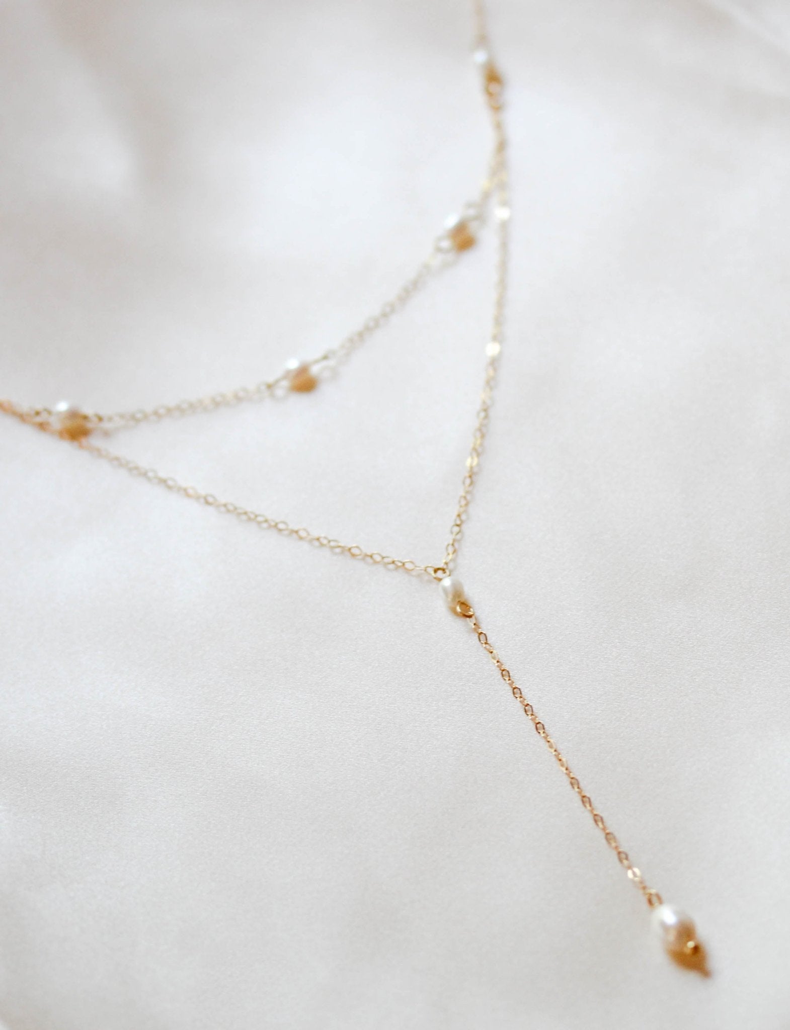 Genuine pearl Bridal backdrop necklace - ALEXANDRIA - Treasures by Agnes