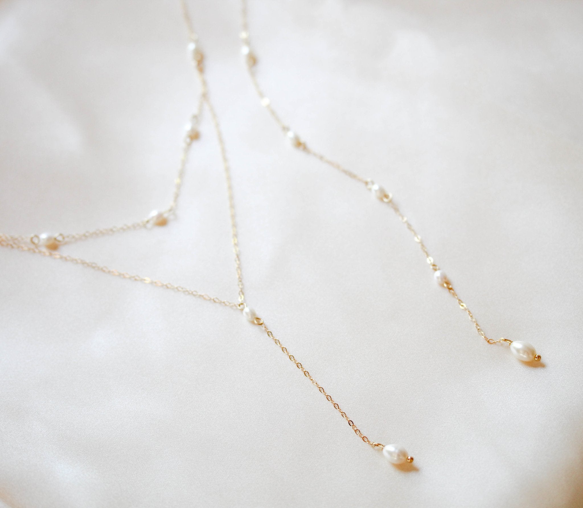 Genuine pearl Bridal backdrop necklace - ALEXANDRIA - Treasures by Agnes