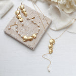 Gold bridal back necklace with freshwater pearls - DELANEY - Treasures by Agnes