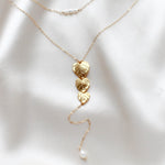 Gold bridal back necklace with freshwater pearls - DELANEY - Treasures by Agnes